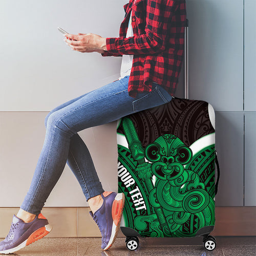 Kakariki Aotearoa Atua Tumatauenga Personalised Luggage Cover Maori God Of War Tiki With Taiaha
