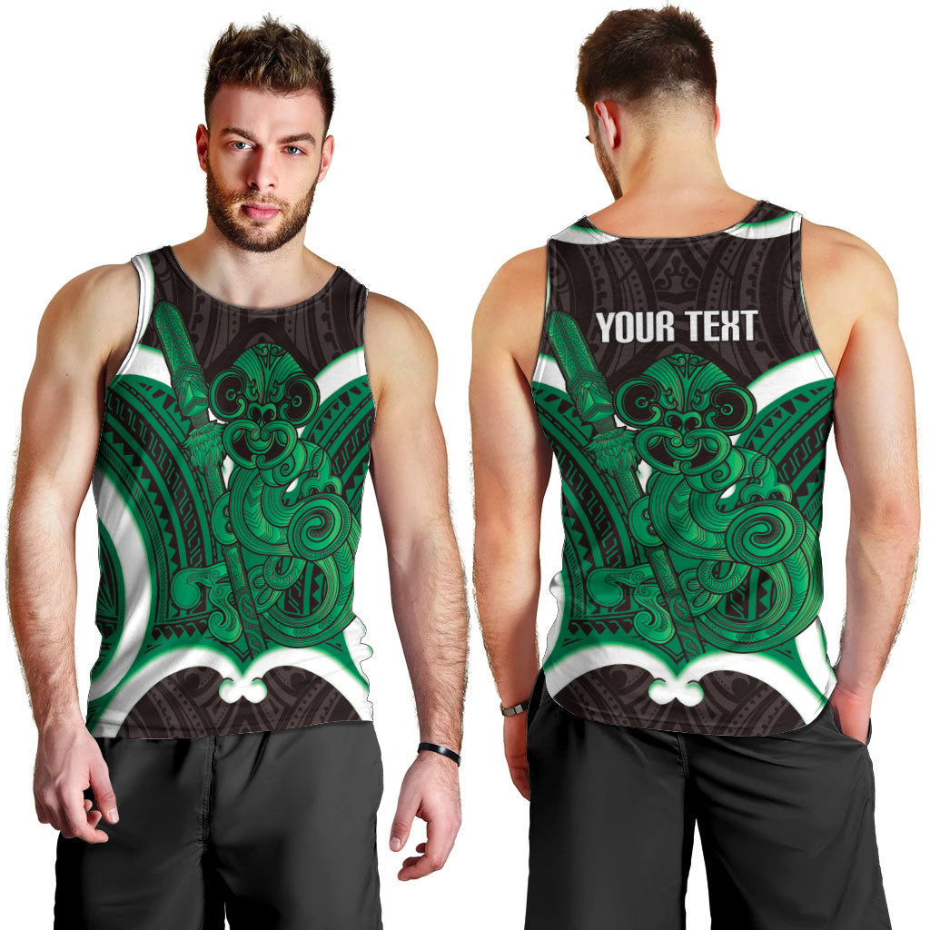 Kakariki Aotearoa Atua Tumatauenga Personalised Men Tank Top Maori God Of War Tiki With Taiaha