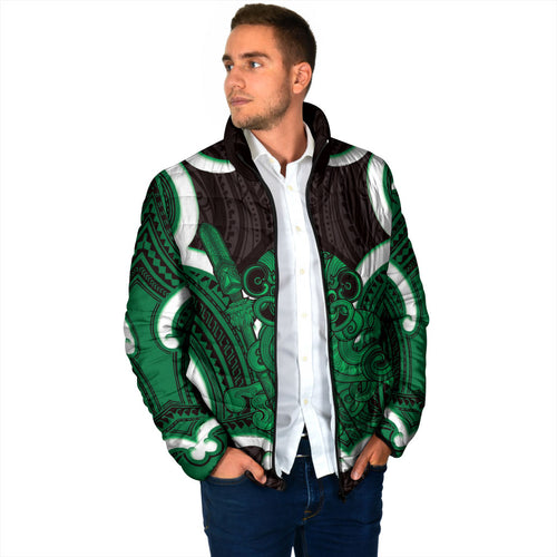 Kakariki Aotearoa Atua Tumatauenga Personalised Padded Jacket Maori God Of War Tiki With Taiaha