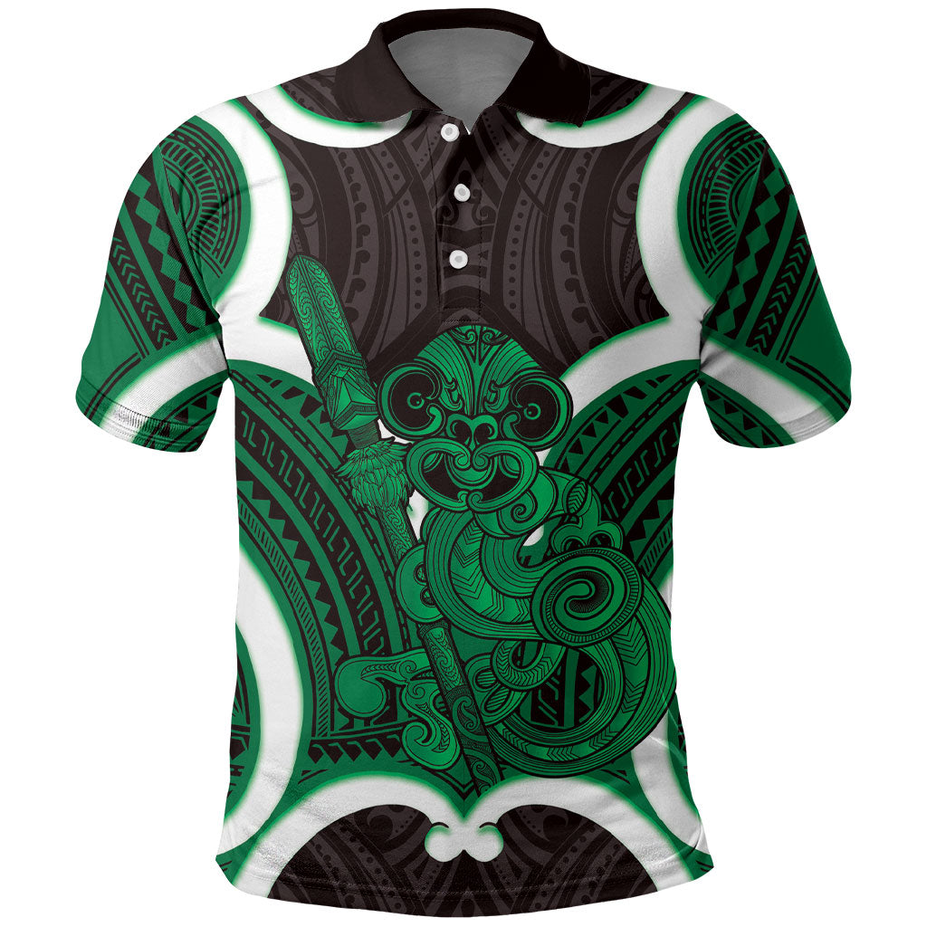 Kakariki Aotearoa Atua Tumatauenga Personalised Polo Shirt Maori God Of War Tiki With Taiaha
