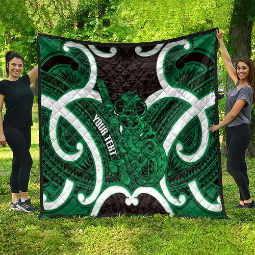 Kakariki Aotearoa Atua Tumatauenga Personalised Quilt Maori God Of War Tiki With Taiaha
