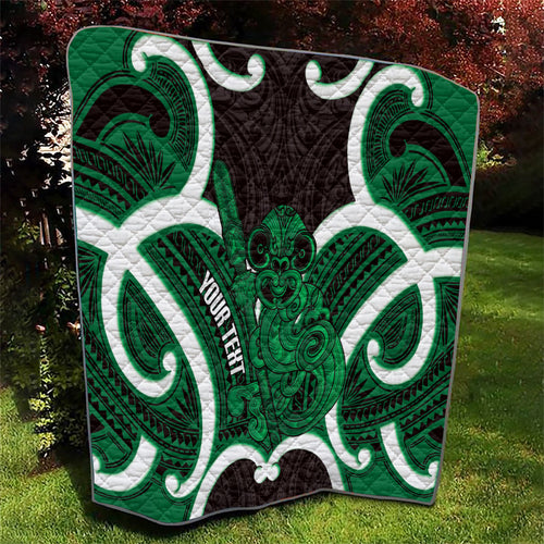 Kakariki Aotearoa Atua Tumatauenga Personalised Quilt Maori God Of War Tiki With Taiaha