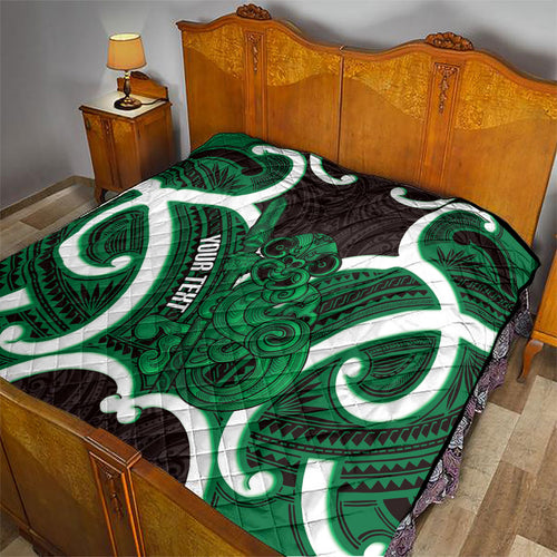 Kakariki Aotearoa Atua Tumatauenga Personalised Quilt Maori God Of War Tiki With Taiaha