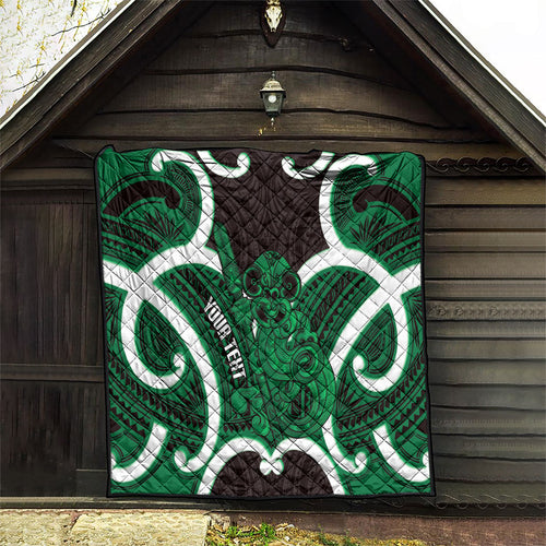 Kakariki Aotearoa Atua Tumatauenga Personalised Quilt Maori God Of War Tiki With Taiaha