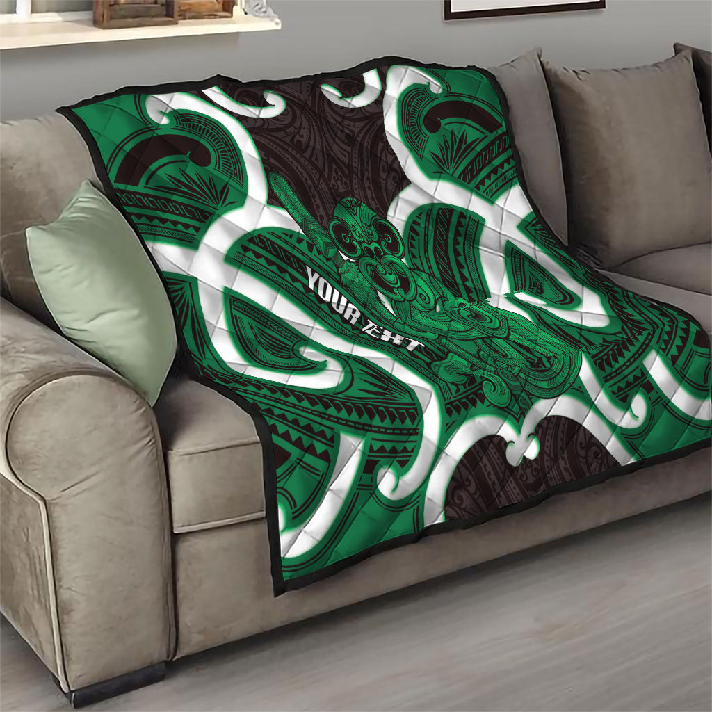 Kakariki Aotearoa Atua Tumatauenga Personalised Quilt Maori God Of War Tiki With Taiaha