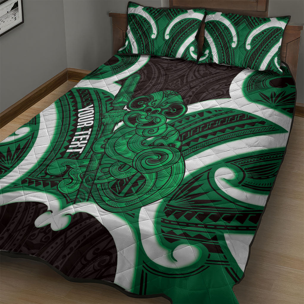 Kakariki Aotearoa Atua Tumatauenga Personalised Quilt Bed Set Maori God Of War Tiki With Taiaha