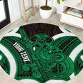 Kakariki Aotearoa Atua Tumatauenga Personalised Round Carpet Maori God Of War Tiki With Taiaha