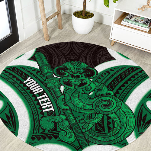 Kakariki Aotearoa Atua Tumatauenga Personalised Round Carpet Maori God Of War Tiki With Taiaha