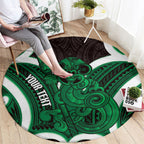 Kakariki Aotearoa Atua Tumatauenga Personalised Round Carpet Maori God Of War Tiki With Taiaha