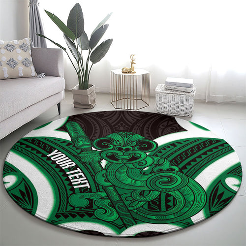Kakariki Aotearoa Atua Tumatauenga Personalised Round Carpet Maori God Of War Tiki With Taiaha