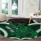 Kakariki Aotearoa Atua Tumatauenga Personalised Round Carpet Maori God Of War Tiki With Taiaha