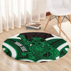 Kakariki Aotearoa Atua Tumatauenga Personalised Round Carpet Maori God Of War Tiki With Taiaha
