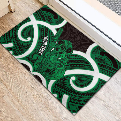 Kakariki Aotearoa Atua Tumatauenga Personalised Rubber Doormat Maori God Of War Tiki With Taiaha