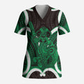 Kakariki Aotearoa Atua Tumatauenga Personalised Scrub Top Maori God Of War Tiki With Taiaha