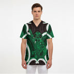 Kakariki Aotearoa Atua Tumatauenga Personalised Scrub Top Maori God Of War Tiki With Taiaha