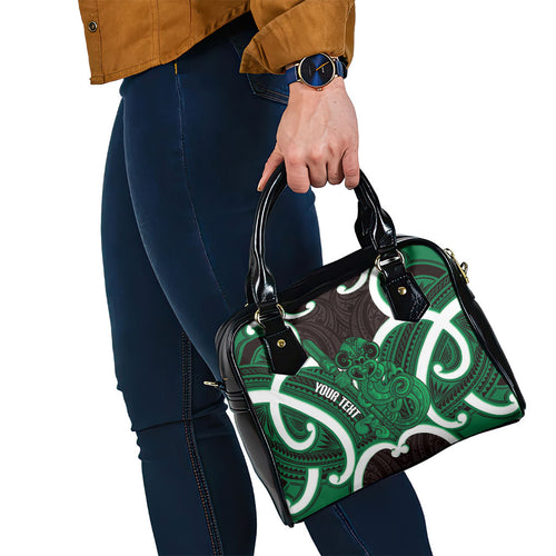 Kakariki Aotearoa Atua Tumatauenga Personalised Shoulder Handbag Maori God Of War Tiki With Taiaha
