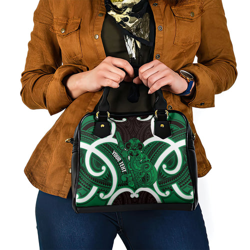 Kakariki Aotearoa Atua Tumatauenga Personalised Shoulder Handbag Maori God Of War Tiki With Taiaha