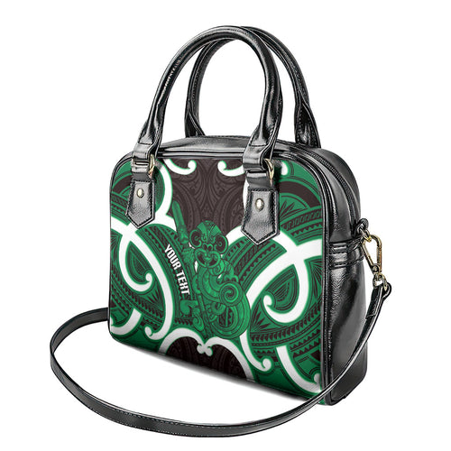 Kakariki Aotearoa Atua Tumatauenga Personalised Shoulder Handbag Maori God Of War Tiki With Taiaha