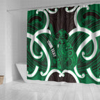 Kakariki Aotearoa Atua Tumatauenga Personalised Shower Curtain Maori God Of War Tiki With Taiaha