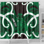 Kakariki Aotearoa Atua Tumatauenga Personalised Shower Curtain Maori God Of War Tiki With Taiaha