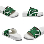 Kakariki Aotearoa Atua Tumatauenga Personalised Slide Sandals Maori God Of War Tiki With Taiaha