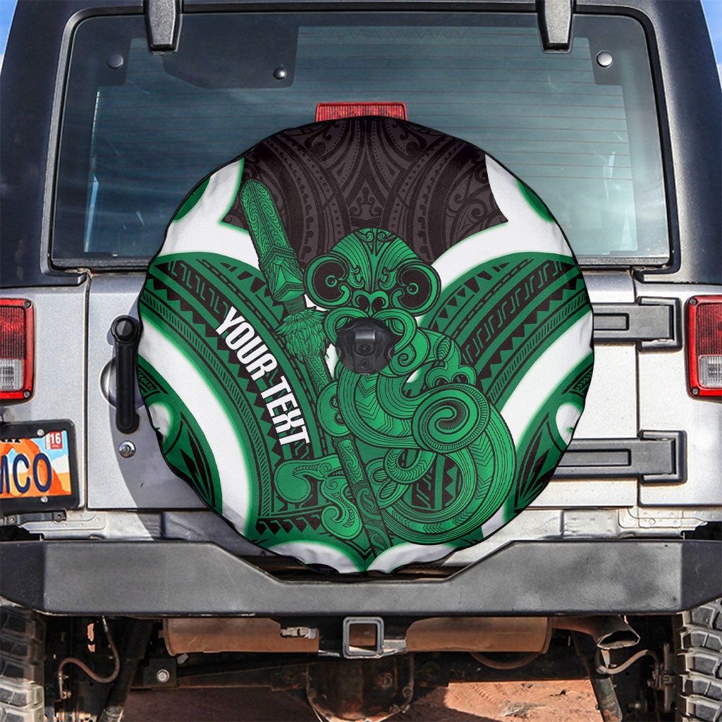 Kakariki Aotearoa Atua Tumatauenga Personalised Spare Tire Cover Maori God Of War Tiki With Taiaha