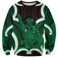 Kakariki Aotearoa Atua Tumatauenga Personalised Sweatshirt Maori God Of War Tiki With Taiaha
