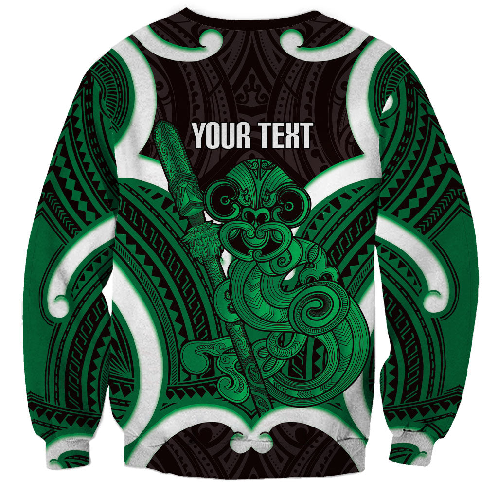 Kakariki Aotearoa Atua Tumatauenga Personalised Sweatshirt Maori God Of War Tiki With Taiaha