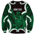 Kakariki Aotearoa Atua Tumatauenga Personalised Sweatshirt Maori God Of War Tiki With Taiaha