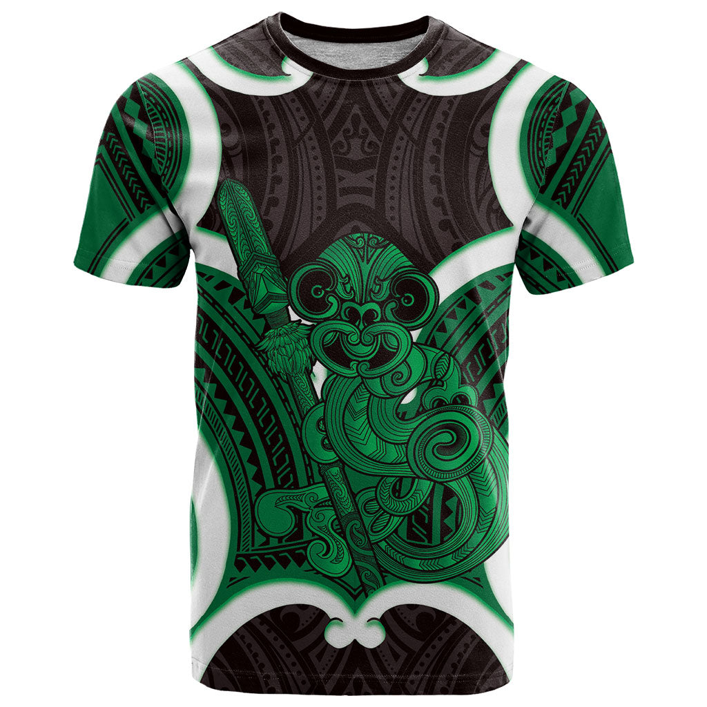 Kakariki Aotearoa Atua Tumatauenga Personalised T Shirt Maori God Of War Tiki With Taiaha