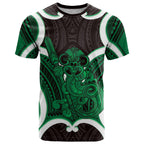 Kakariki Aotearoa Atua Tumatauenga Personalised T Shirt Maori God Of War Tiki With Taiaha
