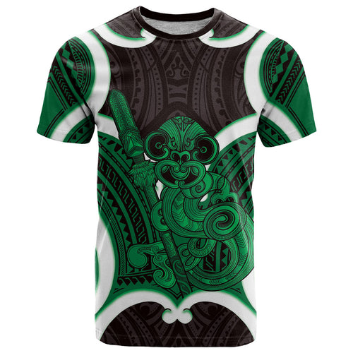 Kakariki Aotearoa Atua Tumatauenga Personalised T Shirt Maori God Of War Tiki With Taiaha