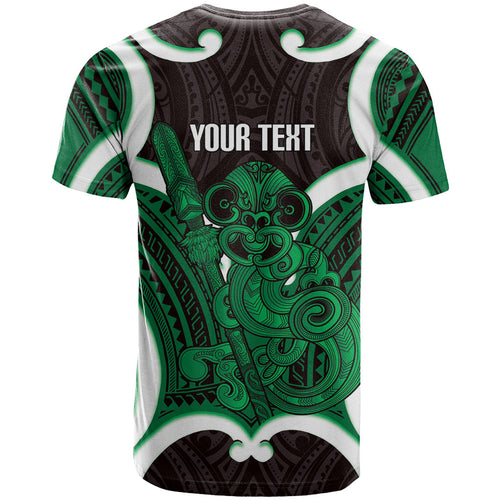 Kakariki Aotearoa Atua Tumatauenga Personalised T Shirt Maori God Of War Tiki With Taiaha