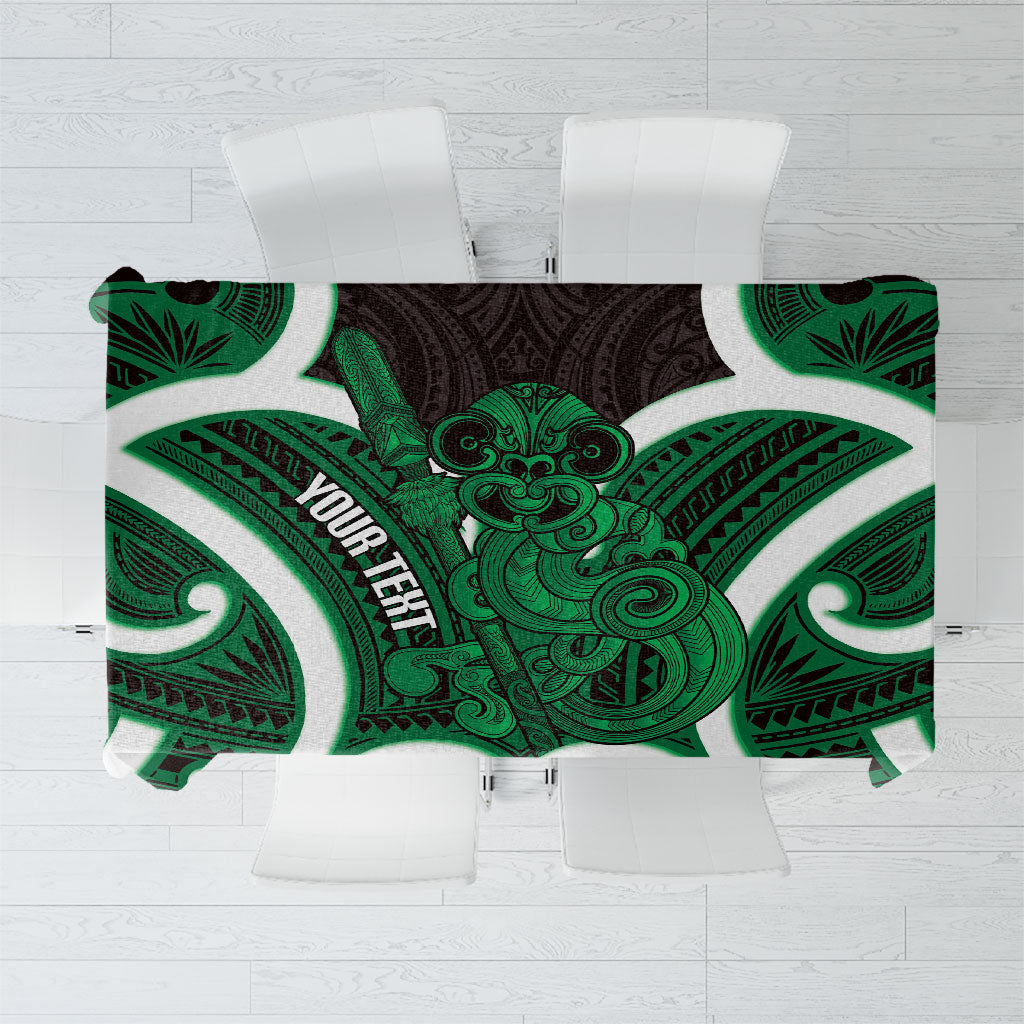 Kakariki Aotearoa Atua Tumatauenga Personalised Tablecloth Maori God Of War Tiki With Taiaha
