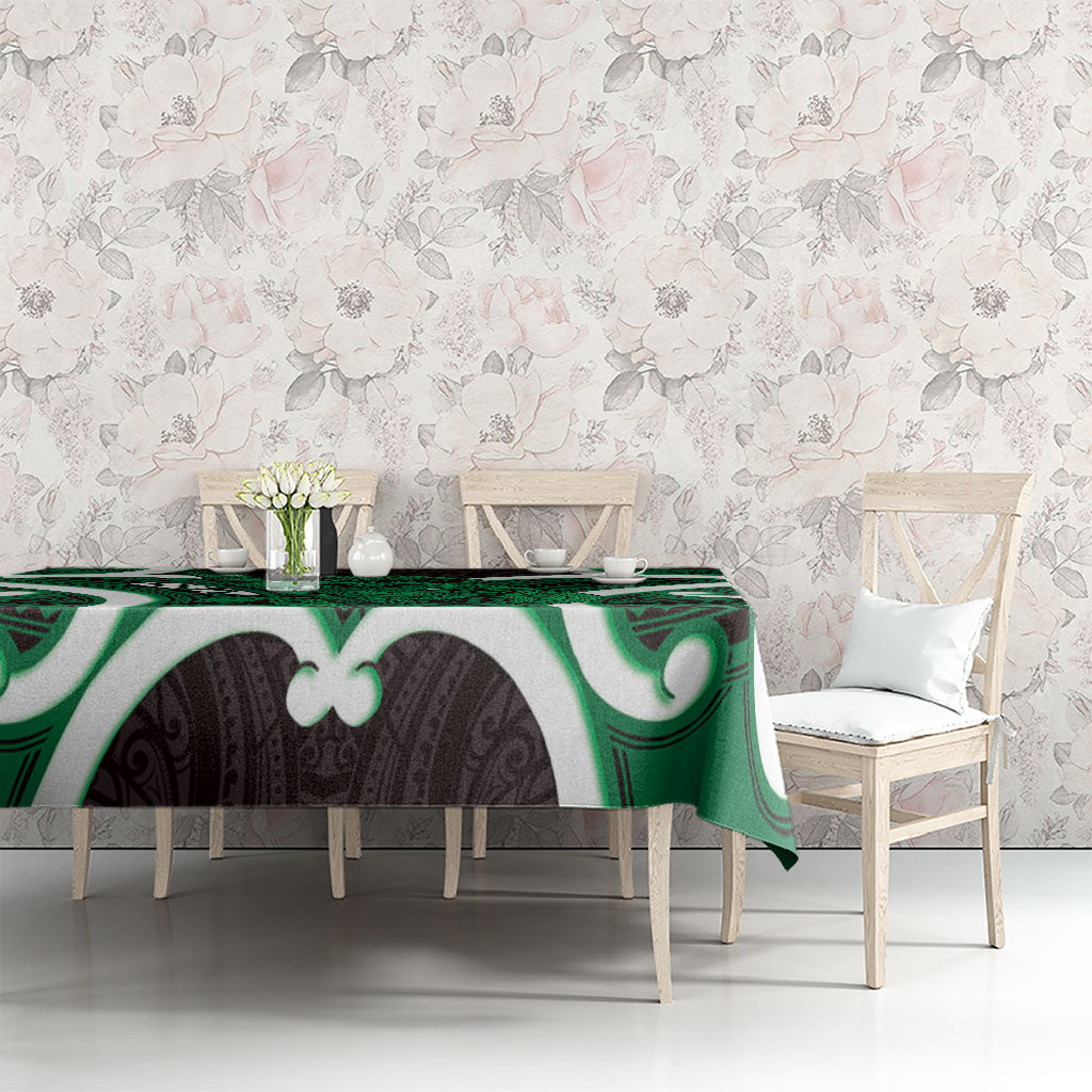 Kakariki Aotearoa Atua Tumatauenga Personalised Tablecloth Maori God Of War Tiki With Taiaha