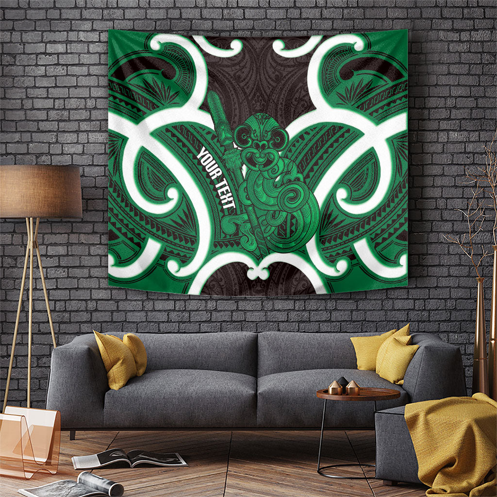 Kakariki Aotearoa Atua Tumatauenga Personalised Tapestry Maori God Of War Tiki With Taiaha