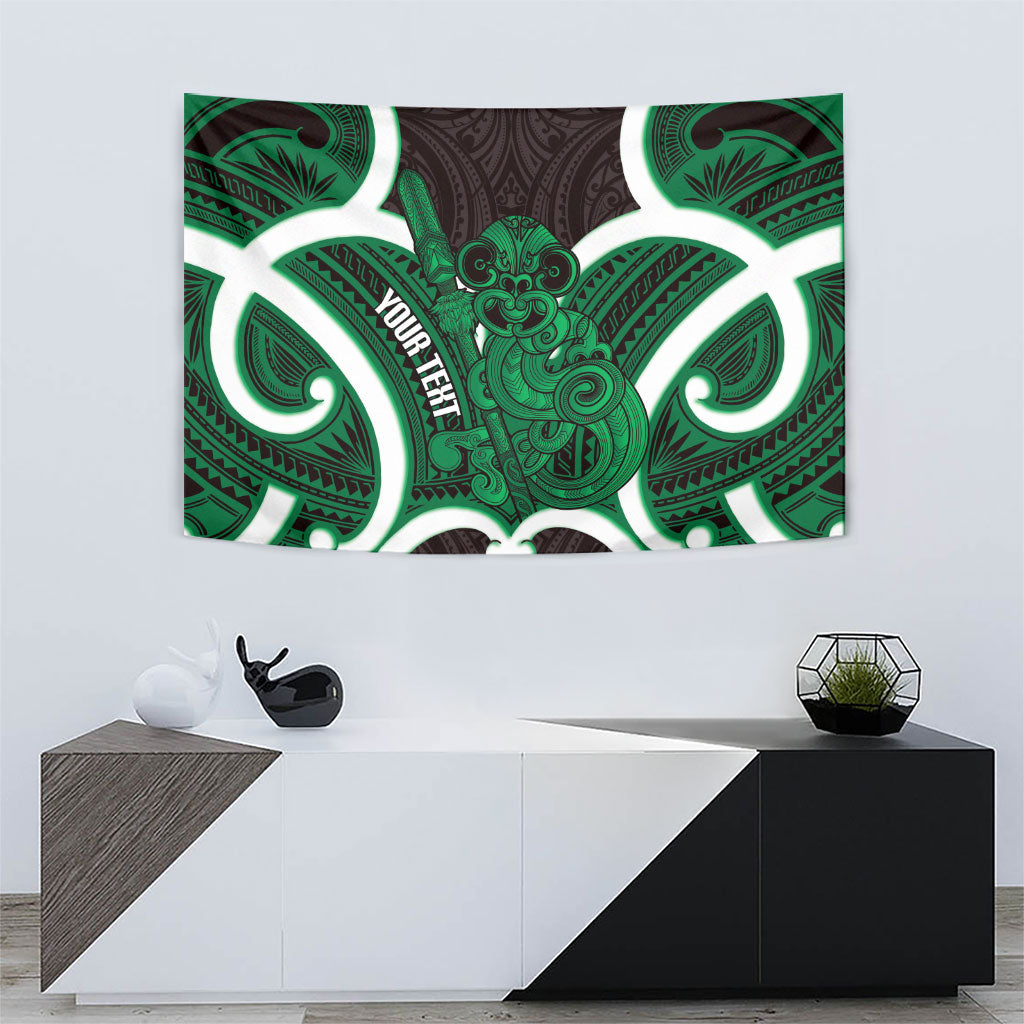 Kakariki Aotearoa Atua Tumatauenga Personalised Tapestry Maori God Of War Tiki With Taiaha