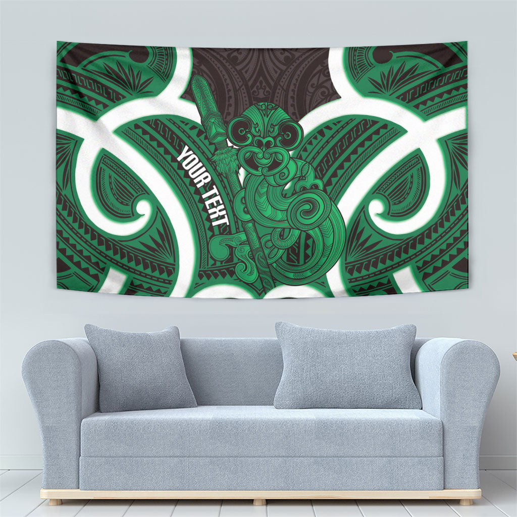 Kakariki Aotearoa Atua Tumatauenga Personalised Tapestry Maori God Of War Tiki With Taiaha