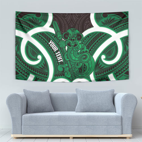 Kakariki Aotearoa Atua Tumatauenga Personalised Tapestry Maori God Of War Tiki With Taiaha
