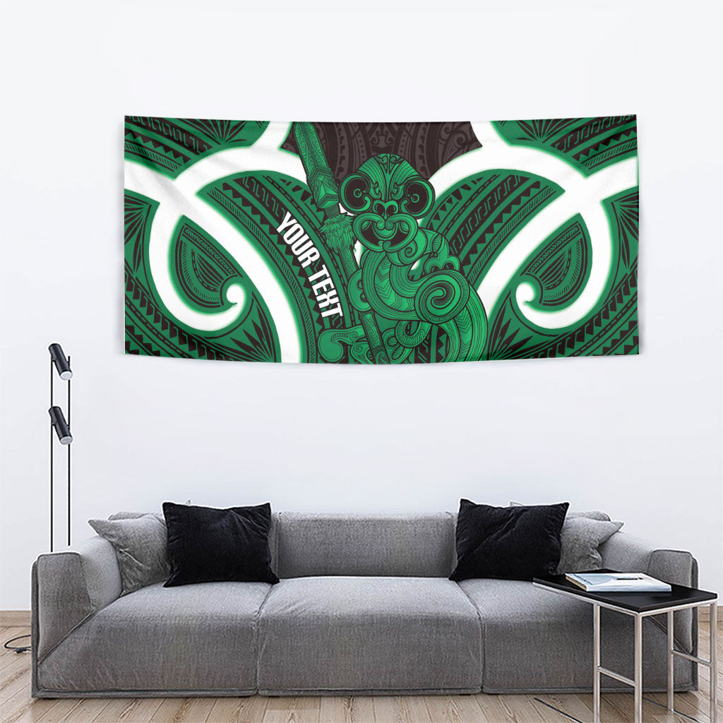Kakariki Aotearoa Atua Tumatauenga Personalised Tapestry Maori God Of War Tiki With Taiaha