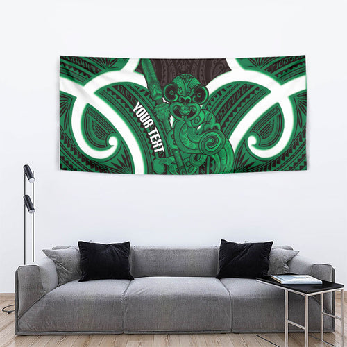 Kakariki Aotearoa Atua Tumatauenga Personalised Tapestry Maori God Of War Tiki With Taiaha