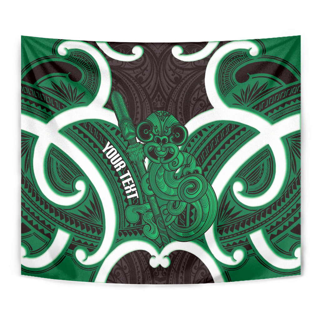 Kakariki Aotearoa Atua Tumatauenga Personalised Tapestry Maori God Of War Tiki With Taiaha