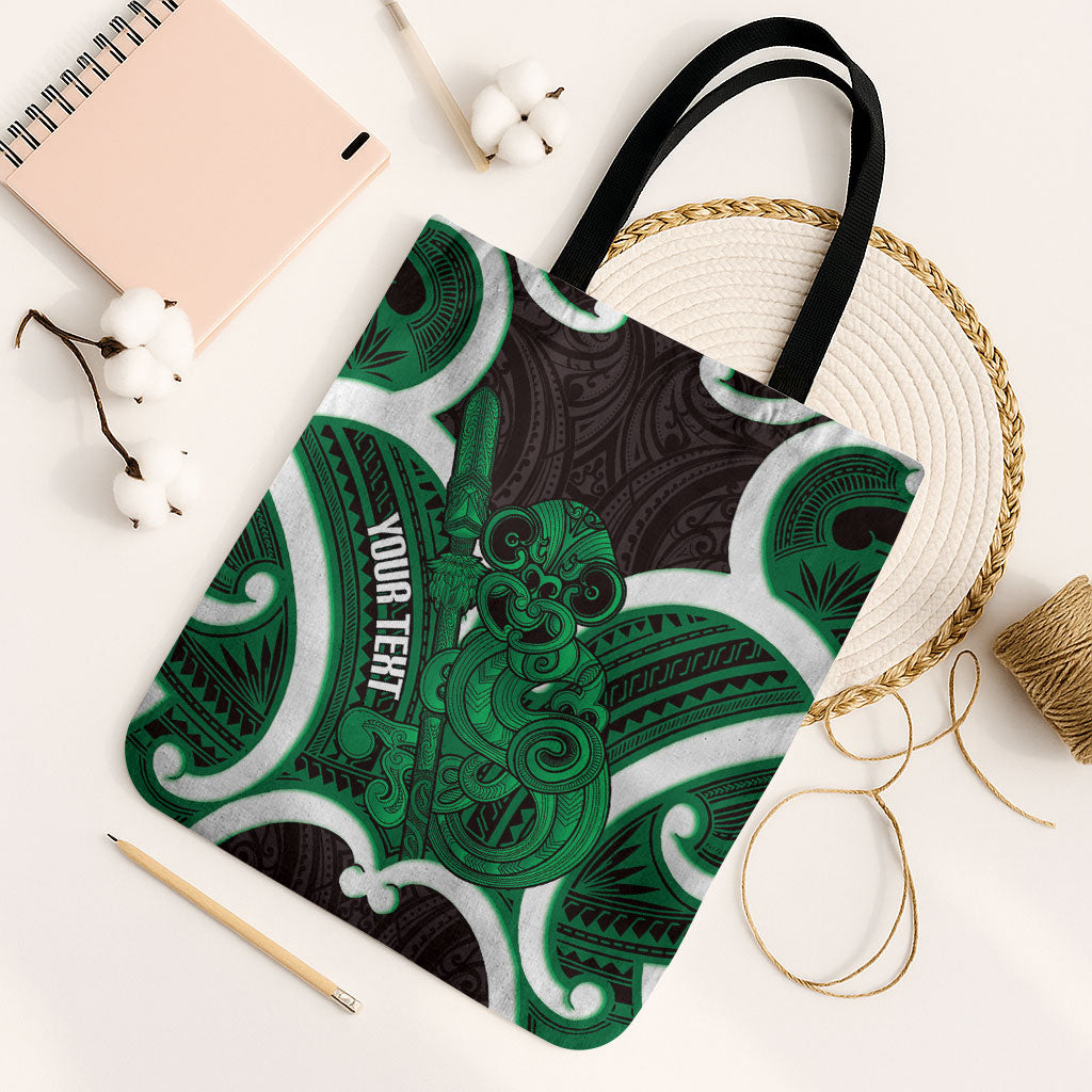 Kakariki Aotearoa Atua Tumatauenga Personalised Tote Bag Maori God Of War Tiki With Taiaha