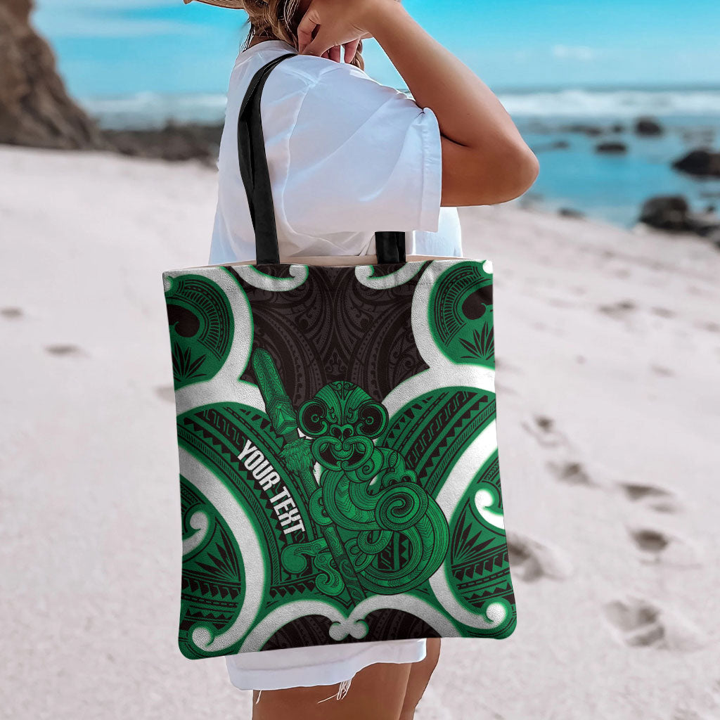 Kakariki Aotearoa Atua Tumatauenga Personalised Tote Bag Maori God Of War Tiki With Taiaha