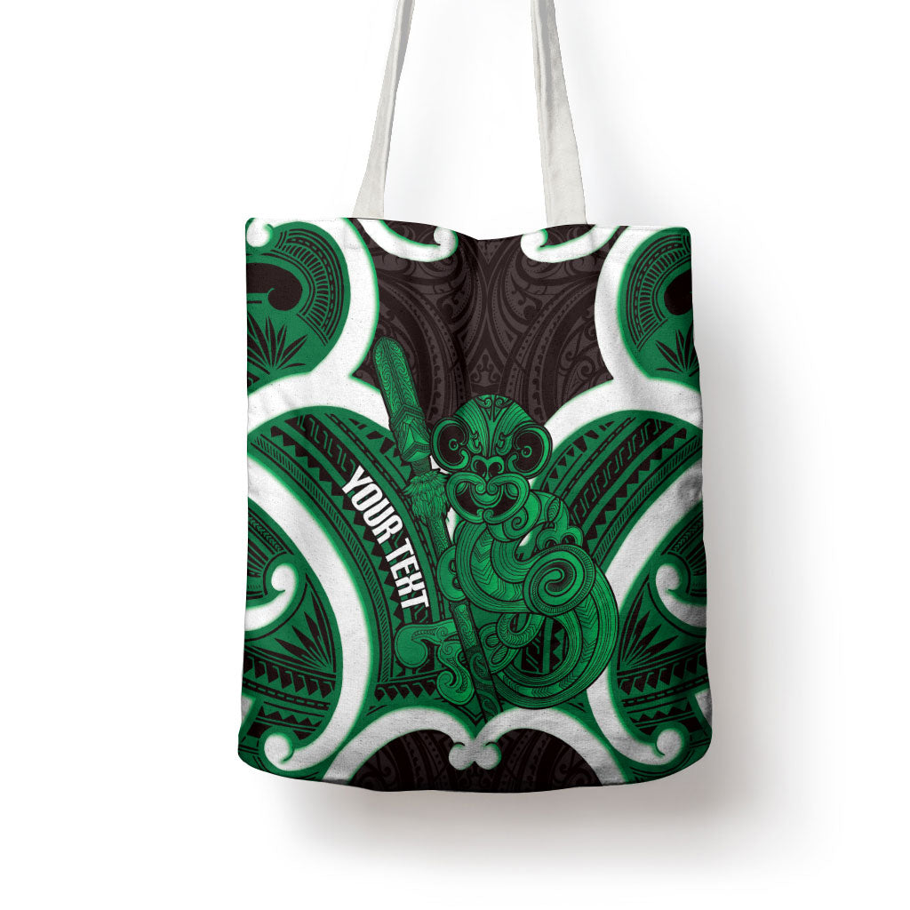 Kakariki Aotearoa Atua Tumatauenga Personalised Tote Bag Maori God Of War Tiki With Taiaha