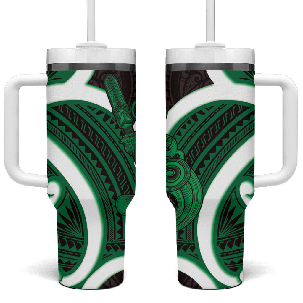 Kakariki Aotearoa Atua Tumatauenga Tumbler With Handle Maori God Of War Tiki With Taiaha