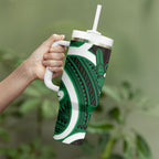 Kakariki Aotearoa Atua Tumatauenga Tumbler With Handle Maori God Of War Tiki With Taiaha