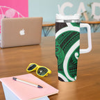 Kakariki Aotearoa Atua Tumatauenga Tumbler With Handle Maori God Of War Tiki With Taiaha