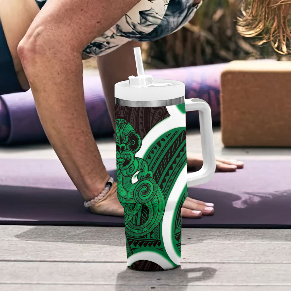 Kakariki Aotearoa Atua Tumatauenga Tumbler With Handle Maori God Of War Tiki With Taiaha