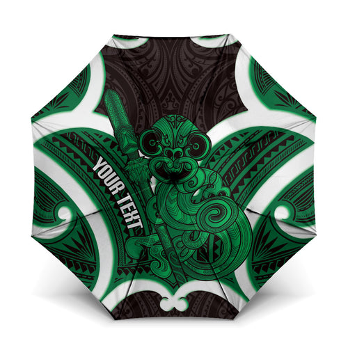 Kakariki Aotearoa Atua Tumatauenga Personalised Umbrella Maori God Of War Tiki With Taiaha